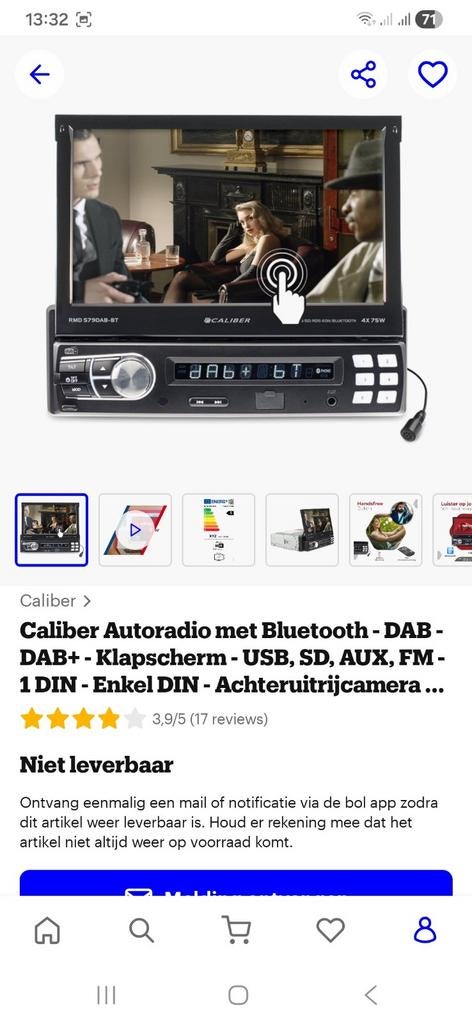 Caliber 1 DIN DAB radio met Bluetooth - camera aansluiting