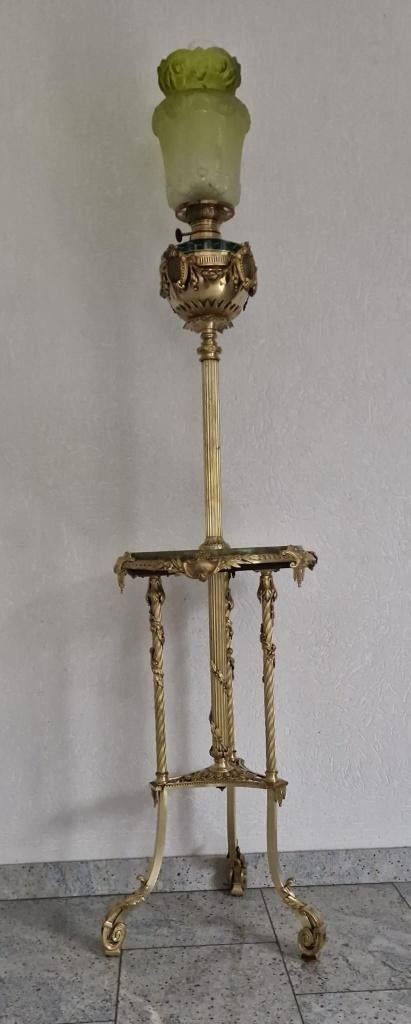Antieke Art Nouveau petroleumlamp staande lamp, Ophalen of Verzenden