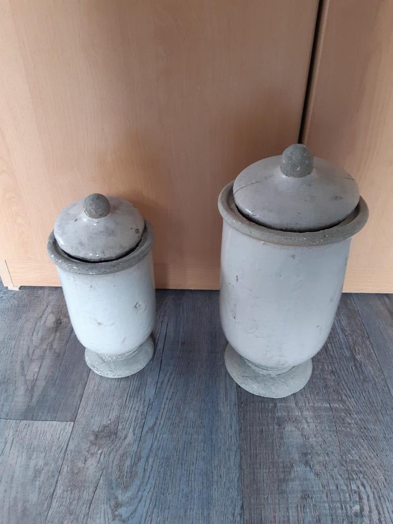 Set van 2 brocante potten met deksel, Ophalen