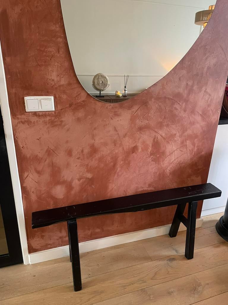 Zwart design bankje, Ophalen, Tweepersoons, Zo goed als nieuw, Minder dan 150 cm