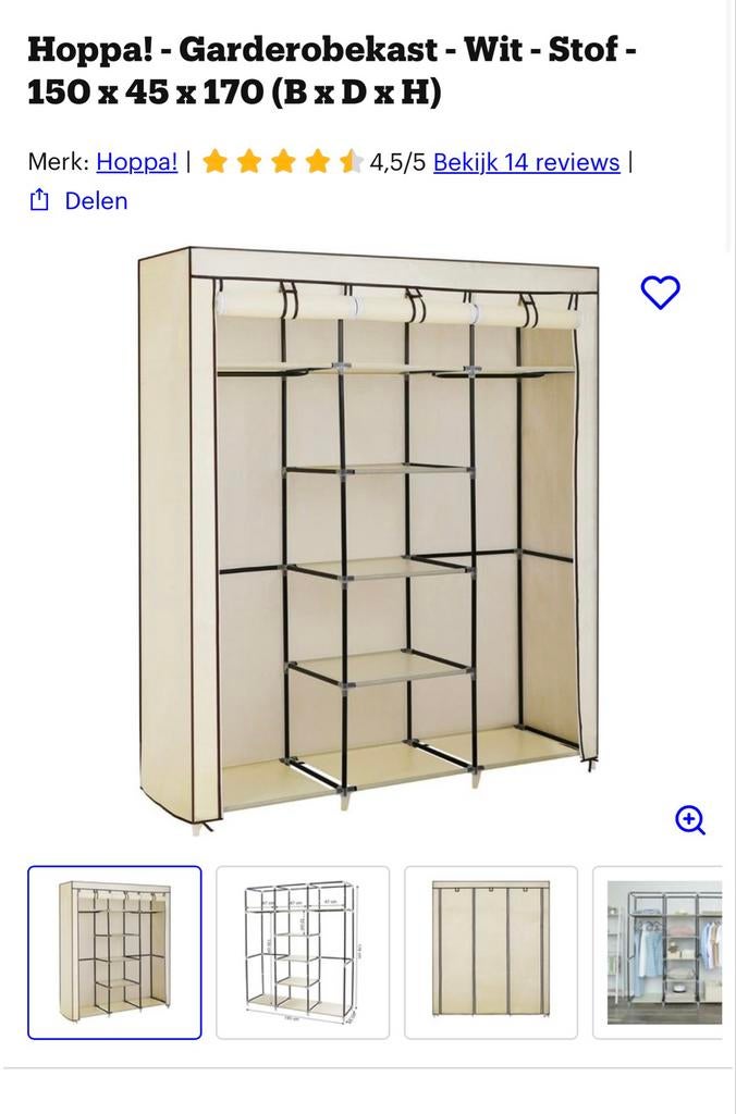 Garderobekast, Ophalen, 100 tot 150 cm, Nieuw, 150 tot 200 cm