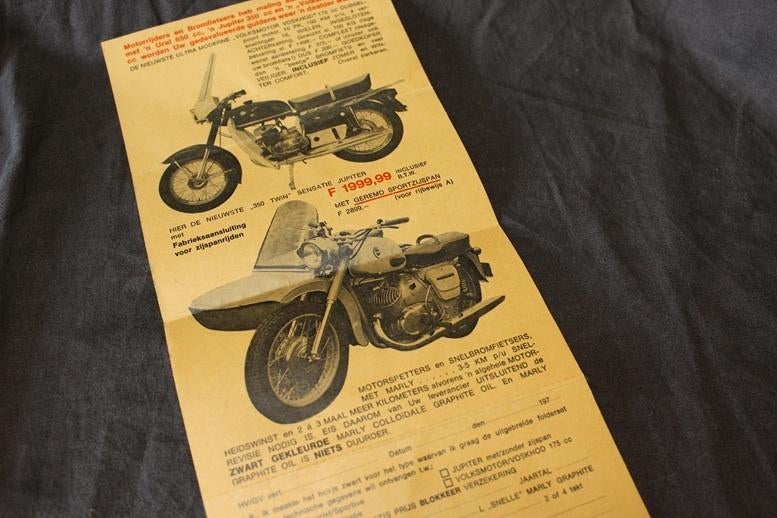 Ural Voskhod Jupiter motorfiets verkoop folder, Ophalen of Verzenden, Overige merken
