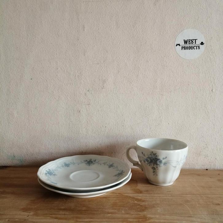 Vintage MH Servies Setje (2x Schoteltje + Kopje), Huis en Inrichting, Keuken | Servies, Gebruikt, Kop(pen) en/of Schotel(s), Overige stijlen