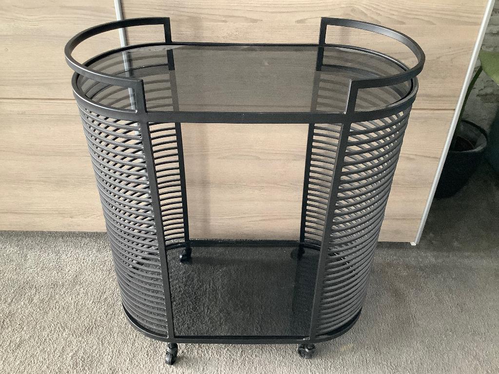 Riverdale bijzettafel/butlertray, Ophalen, 50 tot 100 cm, Zo goed als nieuw, Glas