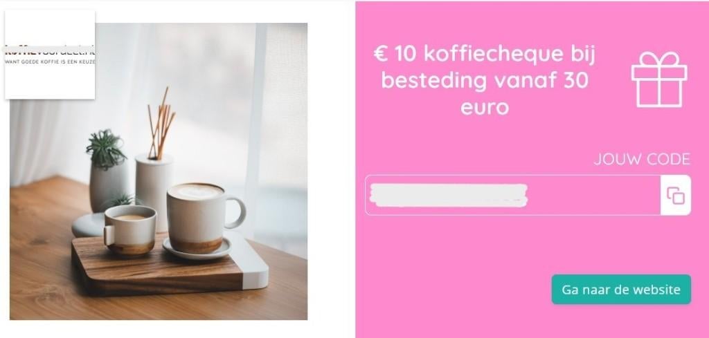 Koffievoordeel €10,- kortingscode, Eén persoon, Kortingsbon