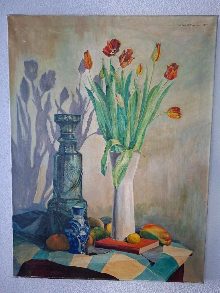 Groot vintage stilleven Willem Vogelaar, Ophalen of Verzenden