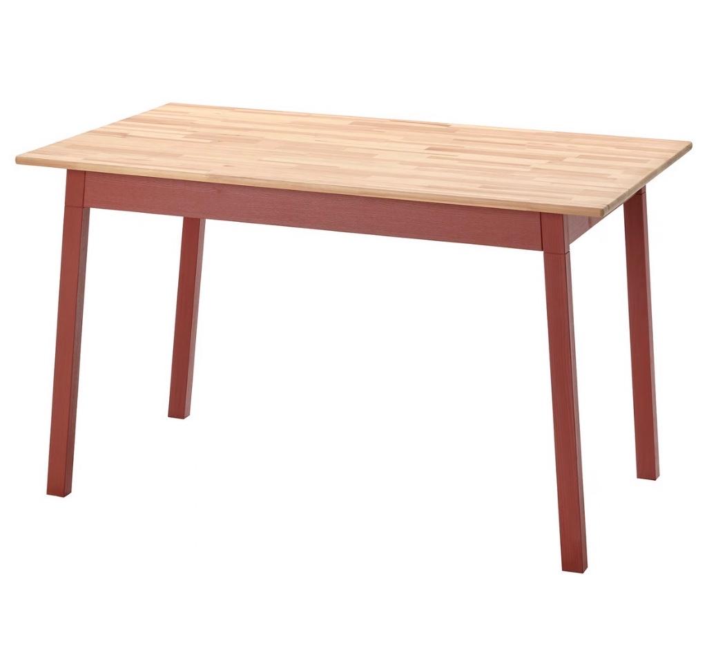 PINNTORP Table, light brown stained/red stained, 125x75 cm, Ophalen, Zo goed als nieuw, Vijf personen of meer, Rechthoekig