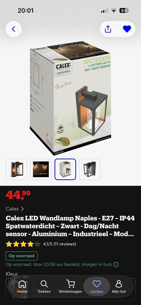 Nieuwe Calex LED Wandlamp Naples E27 - IP44 Spatwaterdicht, Wandlamp, Ophalen of Verzenden, Netvoeding, Waterbestendig