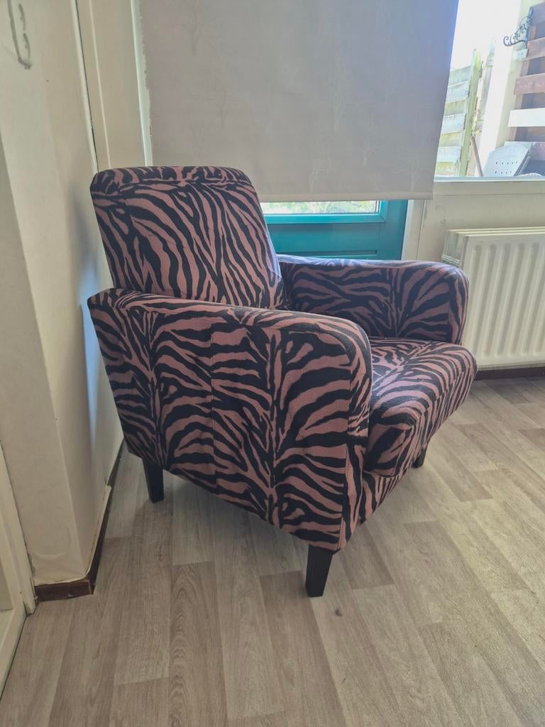 Opvallende fauteuil met zebraprint, Gebruikt, Overige kleuren, Ophalen of Verzenden, Eén