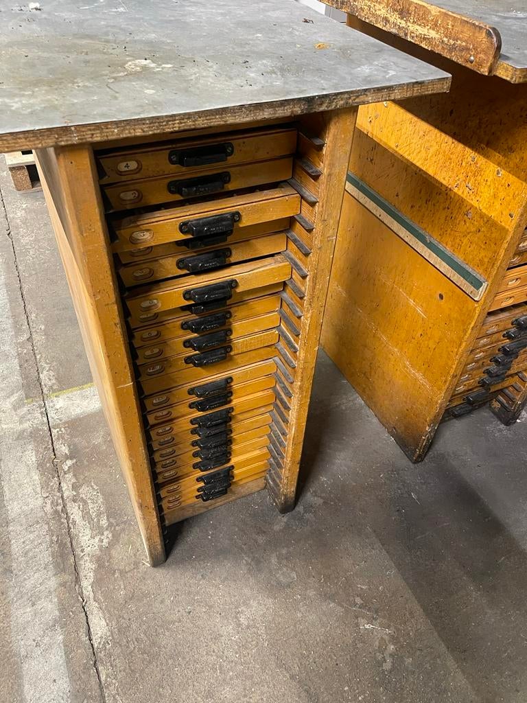 Vintage letterkast/ladekast uit oude drukkerij (per stuk), Ophalen of Verzenden