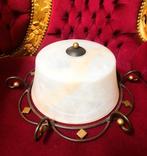 Plafondlamp art deco plafonnière dikke glas wit - brons, Verzenden