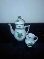 Herend app groen koffiepot en roomkan, Verzenden