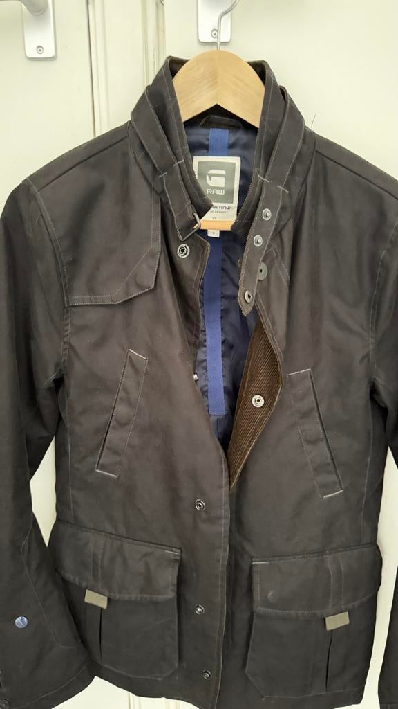 G-Star RAW jas - Donker, gestructureerd, maat S, Ophalen of Verzenden, Zo goed als nieuw, Maat 36 (S), Zwart