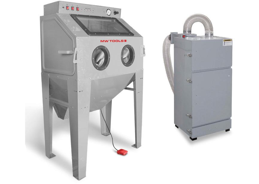 Straalcabine 350 L met externe cyclonische afzuiging