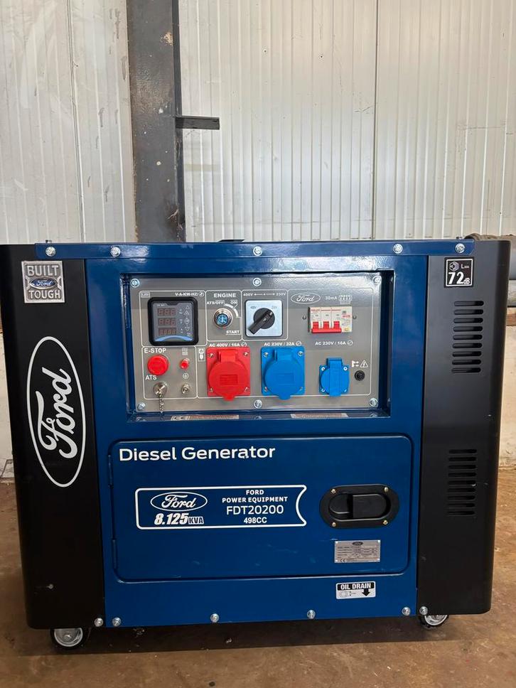 Ford Diesel Aggregaat 8.125 kVA - Stil en Krachtig, Doe-het-zelf en Verbouw, Aggregaten, Zo goed als nieuw, Dieselolie, 5 tot 10 kVA