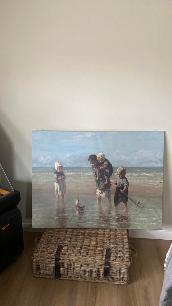 Leuk schilderij, kinderen der zee, Ophalen of Verzenden, Zo goed als nieuw, Schilderij, 100 tot 125 cm
