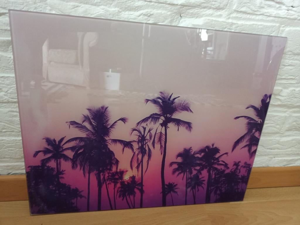 Glas lijst met palmbomen, Ophalen, Minder dan 50 cm, Zo goed als nieuw, Schilderij