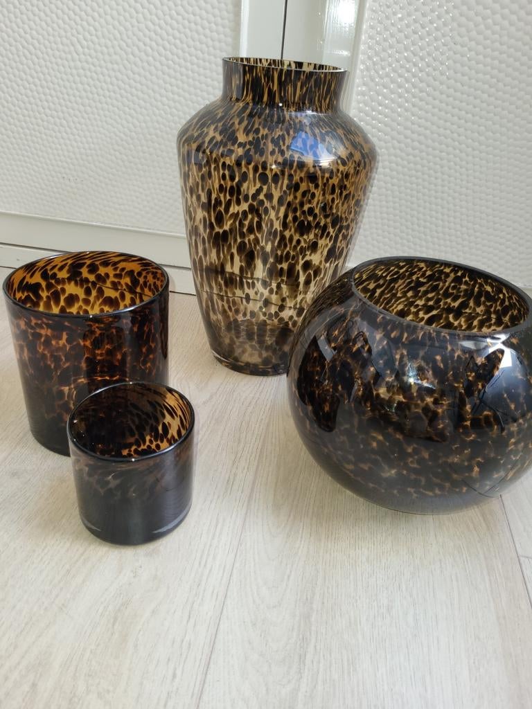 Countryfield vaas, set vazen tijgerprint countryfield, Huis en Inrichting, Woonaccessoires | Kandelaars en Kaarsen, Ophalen, Zo goed als nieuw
