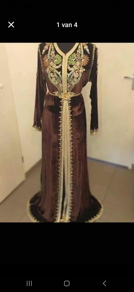 Prachtige Takshita/Caftan Maat L, Overige typen, Bruin, Maat 42/44 (L), Ophalen of Verzenden