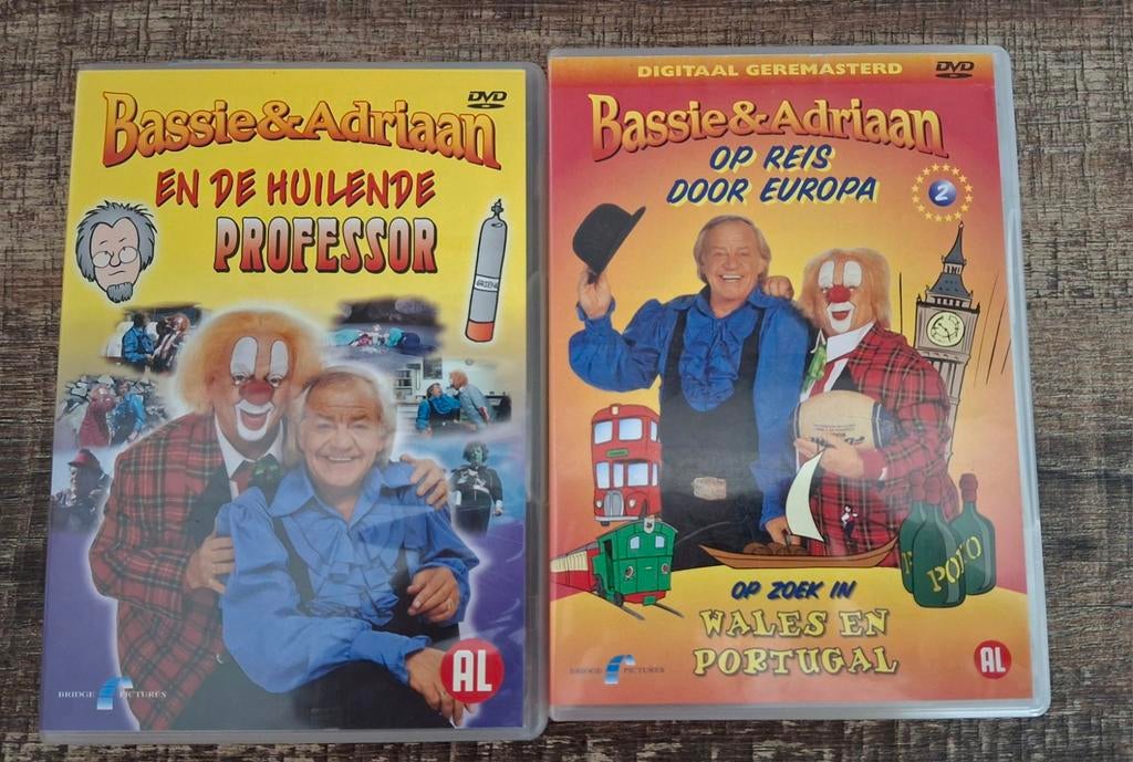 Bassie & Adriaan DVD's: De Huilende Professor & Op Reis, Alle leeftijden, Ophalen of Verzenden, Zo goed als nieuw
