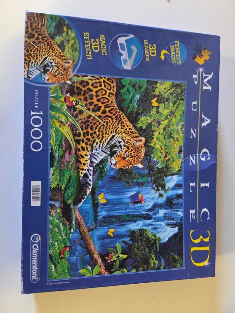 Clementoni Magic 3D Puzzel 1000 stukjes Jaguar, Ophalen of Verzenden, 500 t/m 1500 stukjes, Gebruikt, Legpuzzel