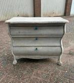 Franse brocante buikkast met drie ruime lades, Ophalen, 50 tot 100 cm, Zo goed als nieuw, 3 of 4 laden