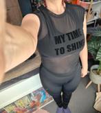 Hunkemoller Time To Shine Sportshirt, maat M, Zwart, Maat 38/40 (M), Verzenden, Zwart, Zo goed als nieuw