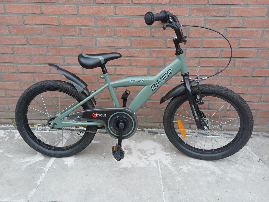 2Cycle Biker Kinderfiets - 18 inch - Groen, Fietsen en Brommers, Fietsen | Kinderfietsjes, Gebruikt, 16 tot 20 inch, Ophalen
