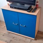 Laag kastje hout/blauw, Ophalen, Gebruikt