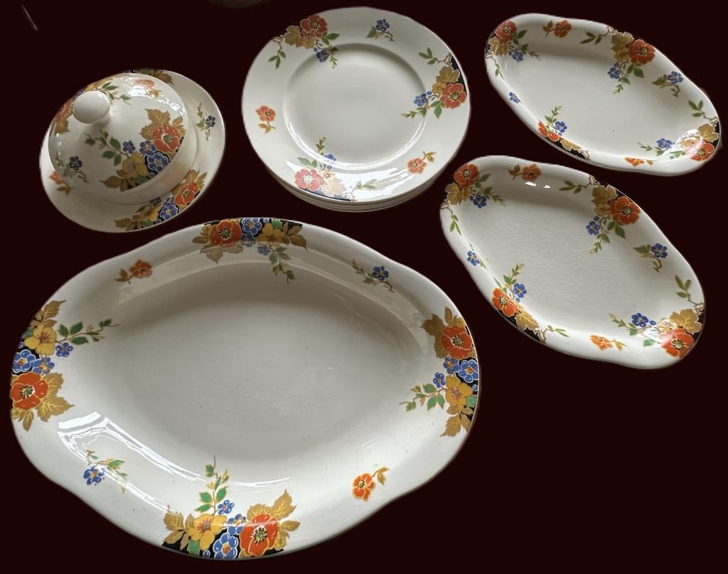 Mosa maastricht beroemde oostindische kers servies 9-delen, Antiek en Kunst, Antiek | Servies los, Ophalen