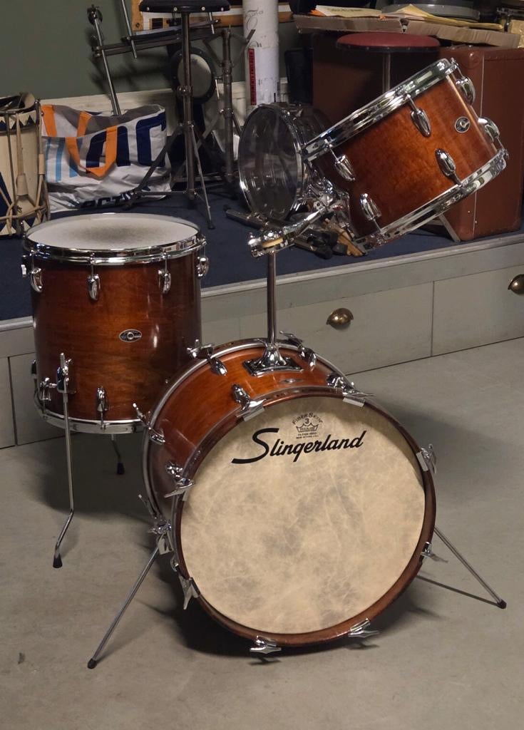 VERKOCHT!!   Slingerland jaren '70's jazz drumstel 18,12,14, Ophalen, Gebruikt, Overige merken