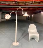 Witte vintage vloerlamp – P.J. Copini – 2  glazen kappen, Huis en Inrichting, Ophalen, Zo goed als nieuw, Glas