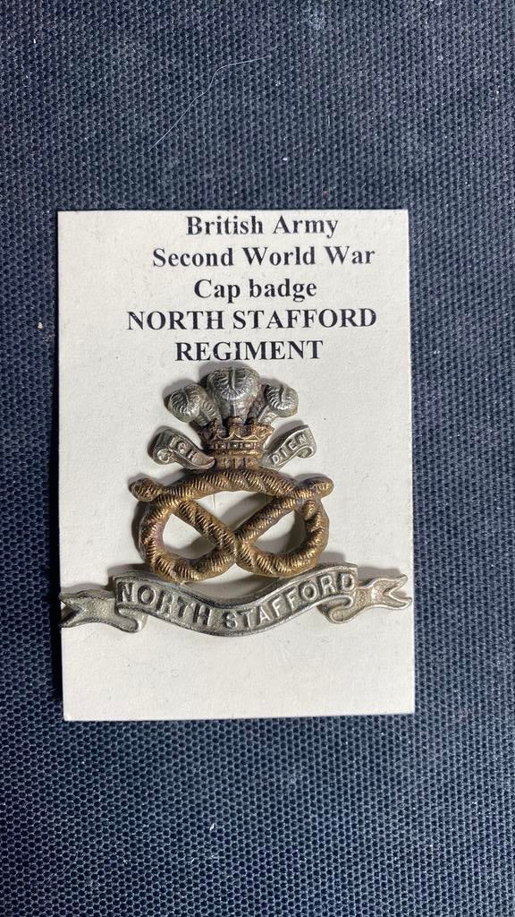 Baret embleem brits wo2 North Staffordshire, Verzamelen, Ophalen of Verzenden, Engeland, Embleem of Badge
