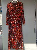 Lange wijde jurk met panterprint mt S , gevoerd, Oranje, Ophalen of Verzenden, Zo goed als nieuw, Maat 36 (S)