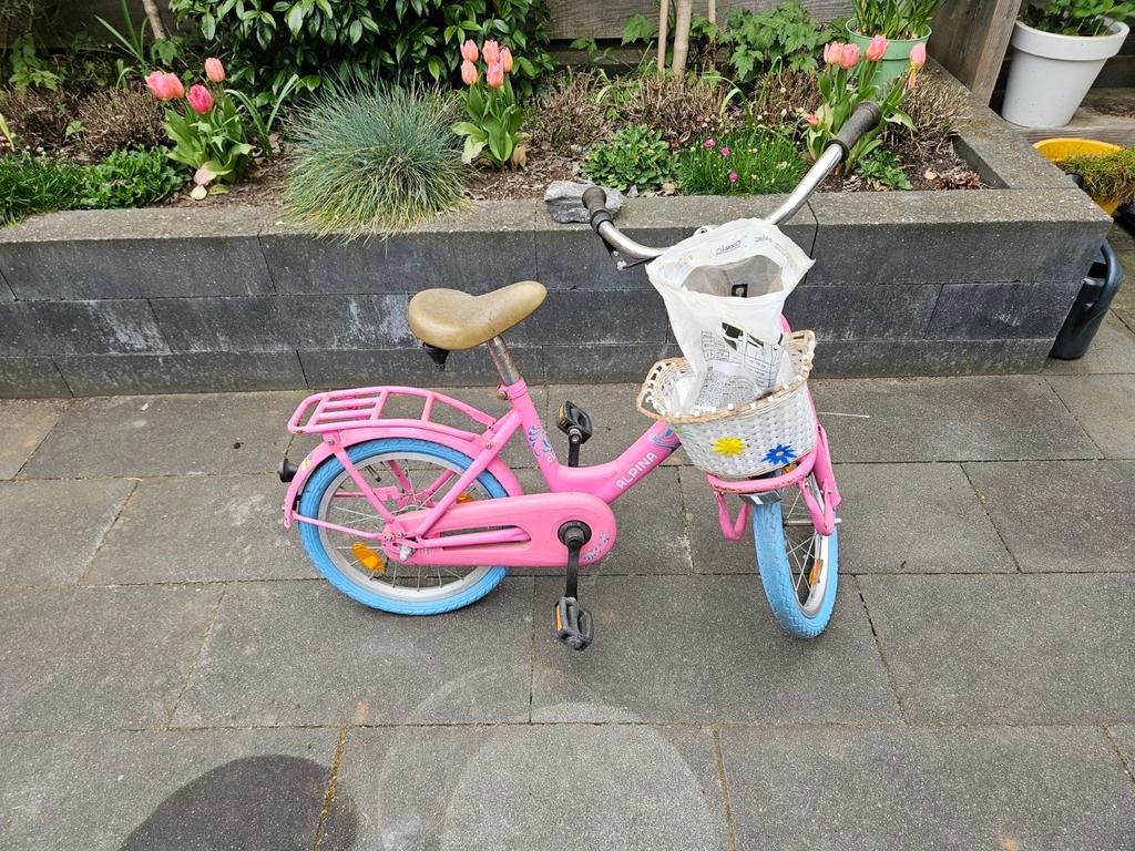 Meisjes fiets Alpina., Fietsen en Brommers, Ophalen, Zijwieltjes, Alpina, 16 tot 20 inch