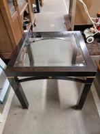 Bijzettafel metaal en glas, facet geslepen,  klassiek, Ophalen, Minder dan 55 cm, Gebruikt, Glas