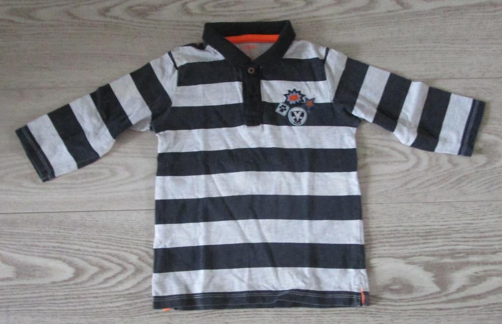 Gestreepte Polo met Lange Mouw – Zwart/Wit, Maat EU 86, Kinderen en Baby's, Babykleding | Maat 86, Ophalen of Verzenden, Zo goed als nieuw