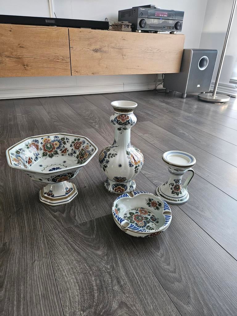 Delfts Blauw Servies Set - Vaas, Schaal, Asbak, Kandelaar, Ophalen of Verzenden