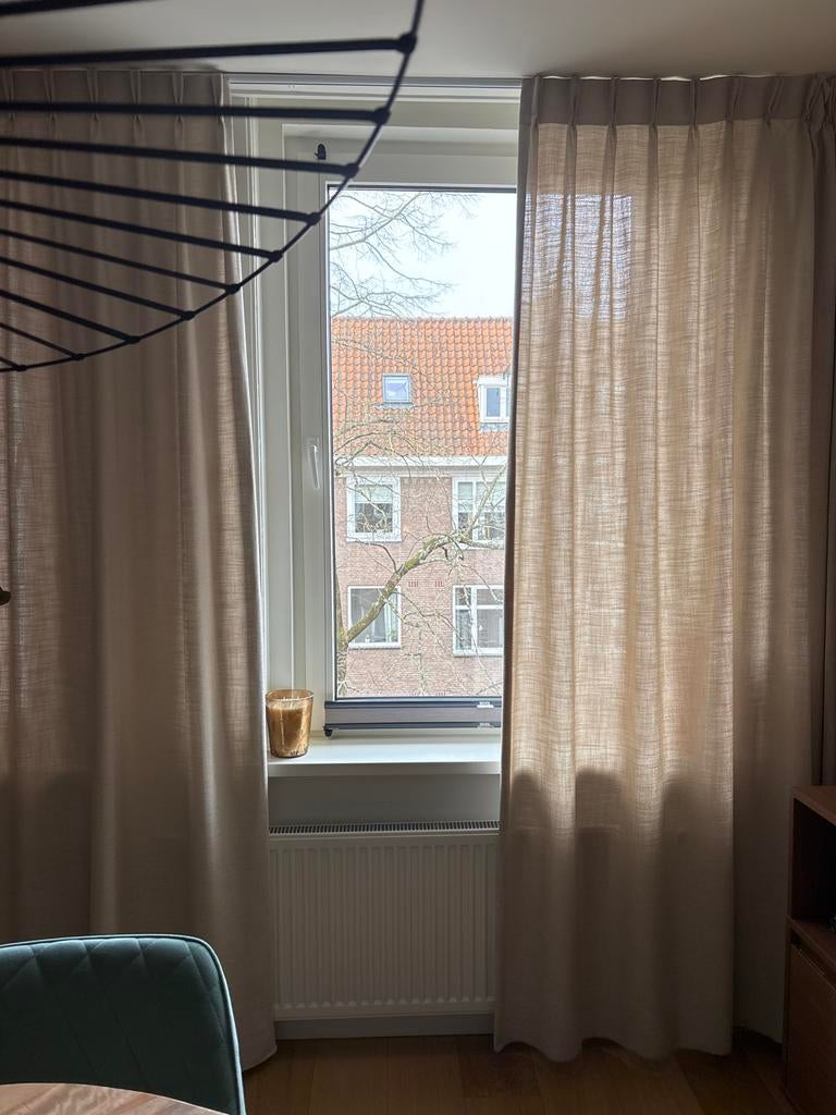 Lichtdoorlatende gordijnen - Beige/Linnenlook, 200 cm of meer, Beige, Nieuw, Ophalen of Verzenden