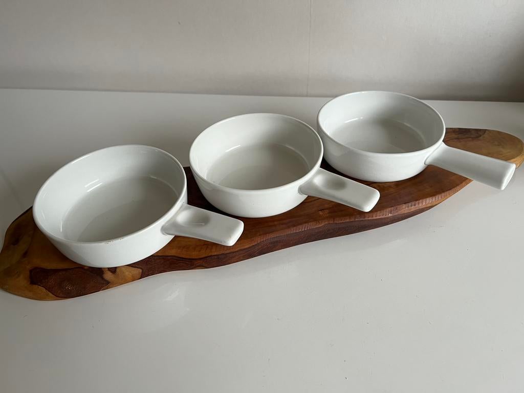 Set 3 Vintage ARABIA Kilta Kaj Franck Soufle Schaal Wit 60’s, Ophalen of Verzenden, Overige stijlen, Porselein, Schaal of Schalen