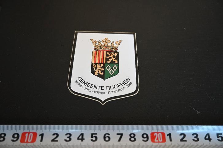 sticker Wapen Gemeente RUCPHEN schijf sprundel zegge St. Wil, Hobby en Vrije tijd, Stickers en Plaatjes, Zo goed als nieuw, Sticker