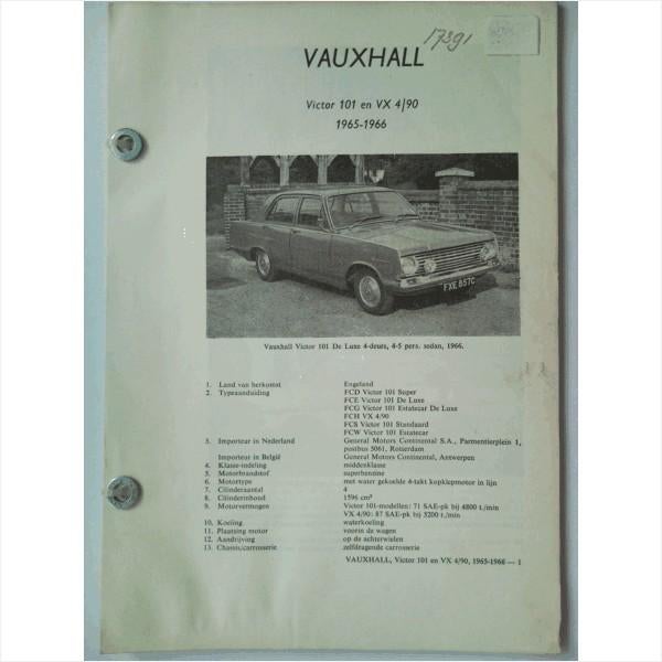 Vauxhall Victor 101 VX 4l90 Vraagbaak losbladig 1965-1966 #2, Ophalen of Verzenden, Gelezen, Overige merken