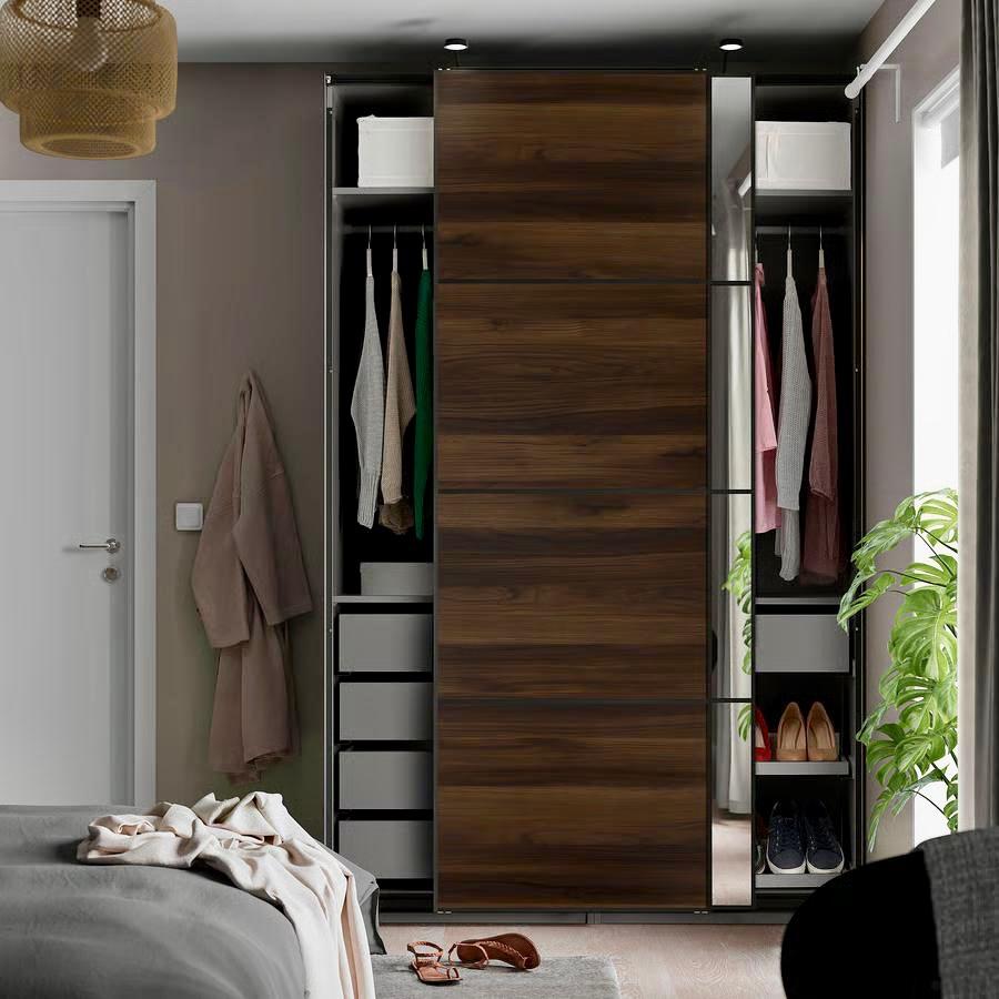 IKEA PAX kledingkast met spiegel schuifdeuren, Ophalen, 200 cm of meer, 150 tot 200 cm, Met klep(pen)