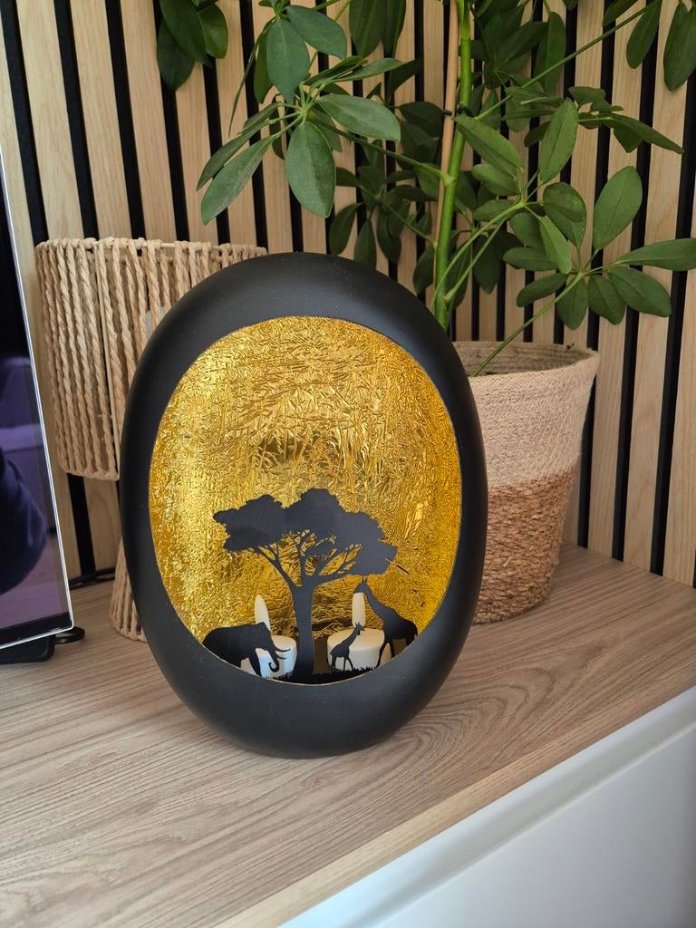 Decoratie egg windlicht theelichthouder Eggy kandelaar, Huis en Inrichting, Woonaccessoires | Overige, Zwart, Ophalen of Verzenden