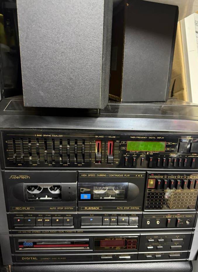 Supertech stereo-set met dubbel cassettedeck en CD-speler, Audio, Tv en Foto, Stereo-sets, Overige merken, Gebruikt, Cassettedeck