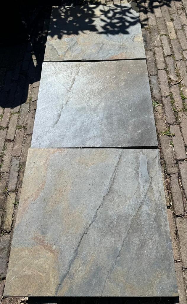Tuintegels 60x60 cm, 2 cm dik, 6 stuks, Tuin en Terras, Tegels en Klinkers, Ophalen, Gebruikt, Natuursteen, Terrastegels