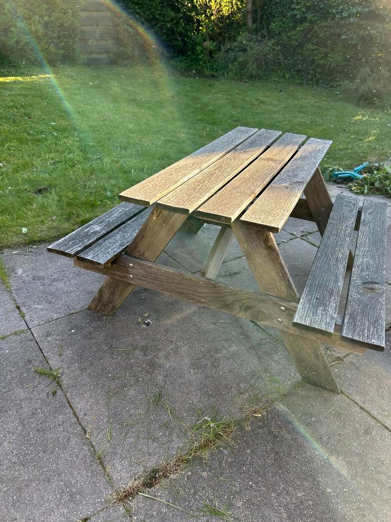 Houten kinder picknicktafel voor buiten, Tuin en Terras, Gebruikt, Rechthoekig, Hout, Ophalen