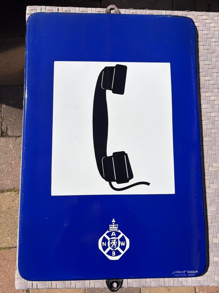 EMAILLE BORD ANWB LANGCAT BUSSUM, Verzamelen, Ophalen of Verzenden, Gebruikt, Reclamebord