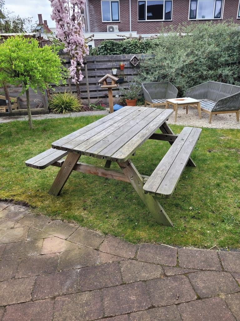 Gratis picknickbank, opknapper, Tuin en Terras, Picknicktafels, Ophalen, Gebruikt, Rechthoekig, Hout