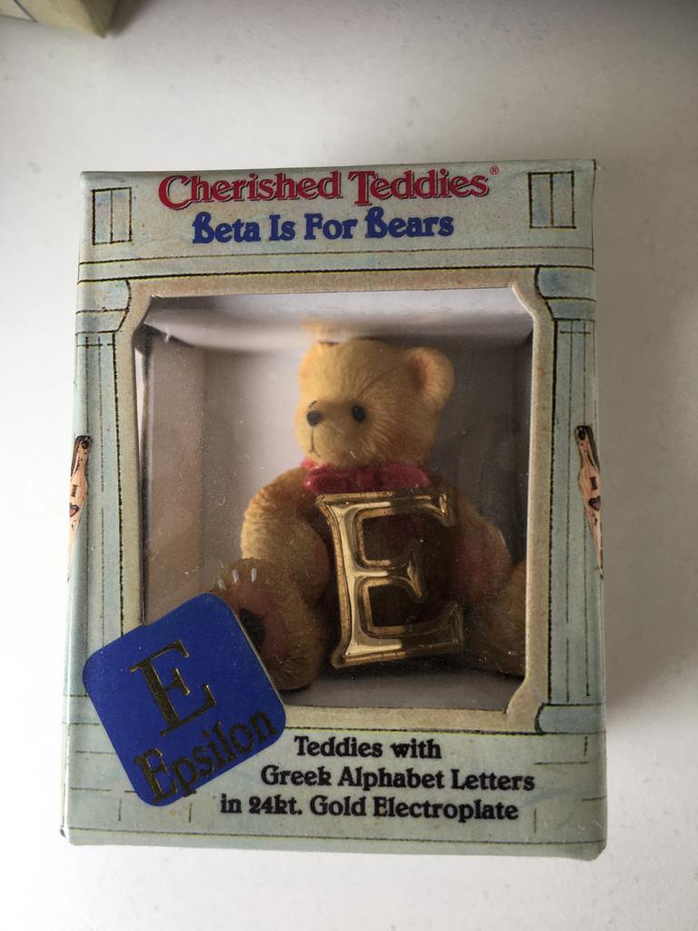 Cherished Teddies Greek Alphabet Letters Epsilon, Ophalen of Verzenden, Zo goed als nieuw, Beeldje, Cherished Teddies